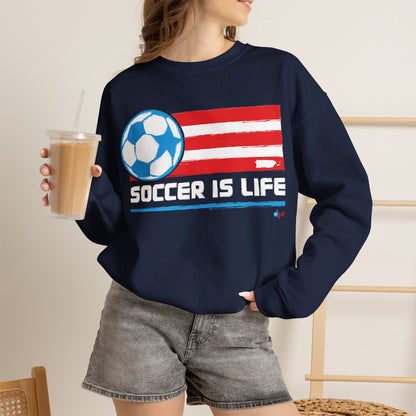 Soccer Is Life Puerto Rican Soccer Crewneck Sweatshirt | Unisex Heavy Blend™ Soccer Player & Fan Gift
