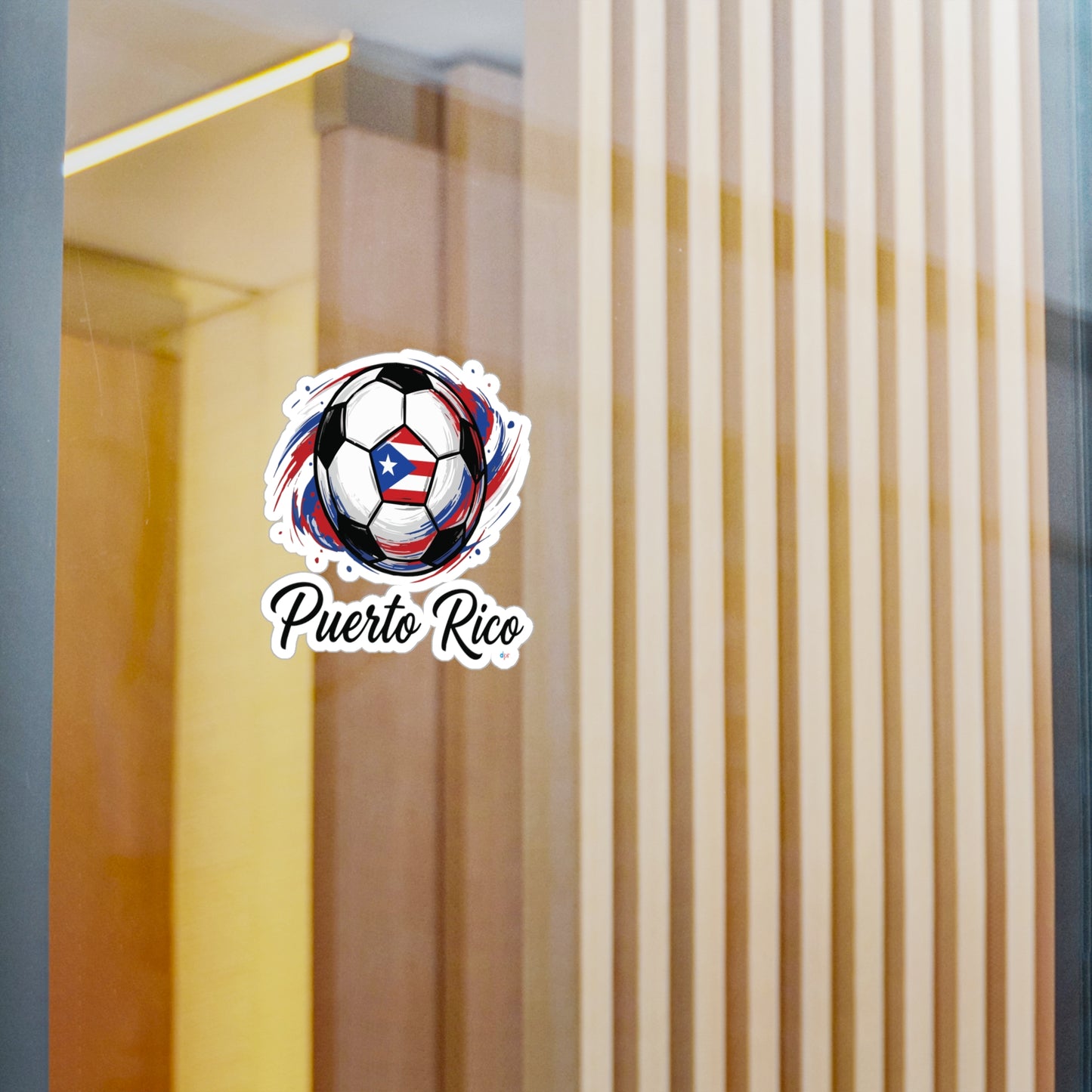 Puerto Rico Soccer Ball Flag Waterproof Kiss-Cut Vinyl Decal