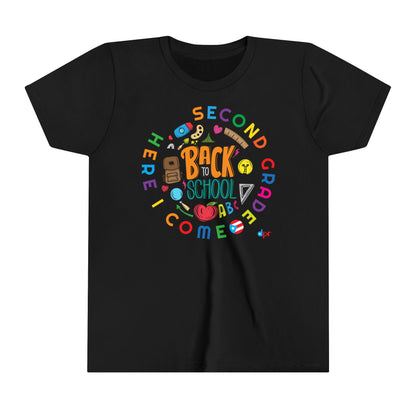 Second Grade Here I Come Back to Shool Boricua Youth Short Sleeve Tee
