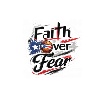 Faith Over Fear Christian Basketball Sticker | Puerto Rican Flag Waterproof Kiss-Cut Vinyl Decal