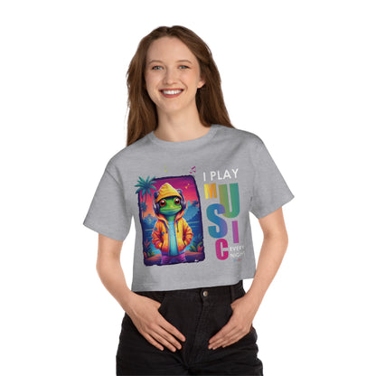 I Play Music Every Night Flowy Cropped Tee