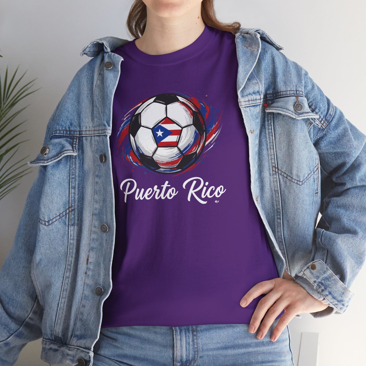 Puerto Rico Soccer Ball Flag | Unisex Heavy Cotton T-Shirt