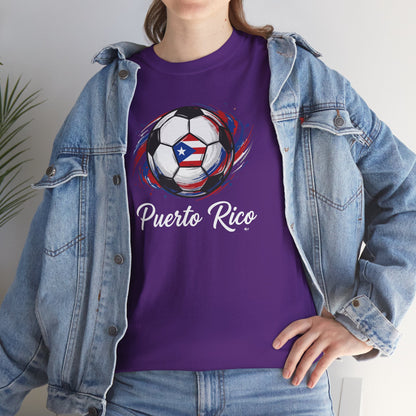 Puerto Rico Soccer Ball Flag | Unisex Heavy Cotton T-Shirt