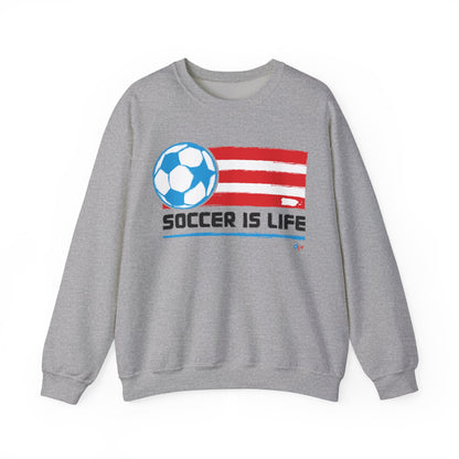 Soccer Is Life Puerto Rican Soccer Crewneck Sweatshirt | Unisex Heavy Blend™ Soccer Player & Fan Gift