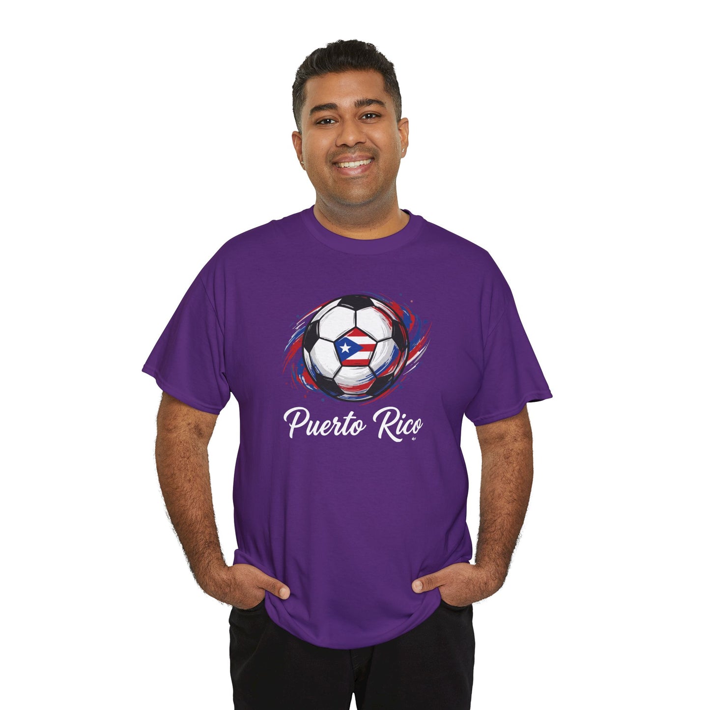 Puerto Rico Soccer Ball Flag | Unisex Heavy Cotton T-Shirt