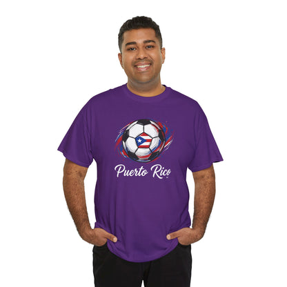 Puerto Rico Soccer Ball Flag | Unisex Heavy Cotton T-Shirt