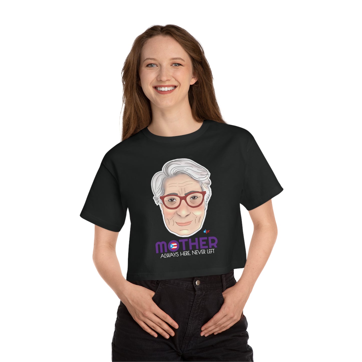 Mamá Boricua Always Here Never Left Women's Flowy Cropped Tee