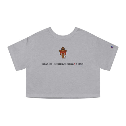 Mi Atleta Pertenece Primero a Jesús | Puerto Rico Faith Cross Soccer ball Cropped Tee | Women's Flowy Crop Top