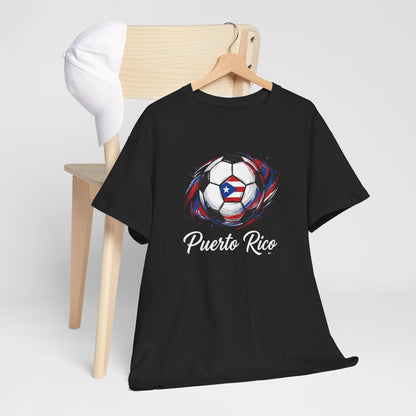 Puerto Rico Soccer Ball Flag | Unisex Heavy Cotton T-Shirt