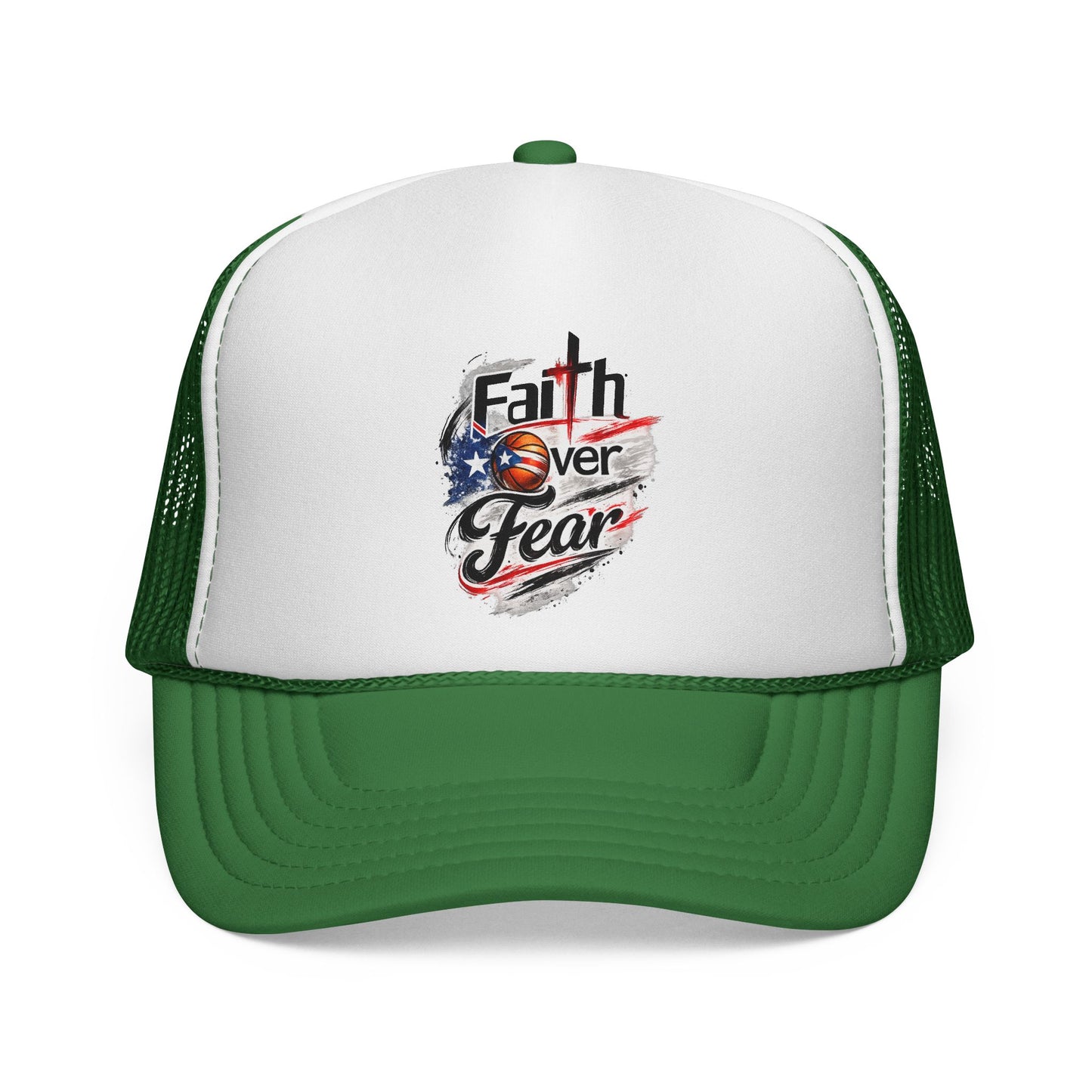 Faith Over Fear Christian Basketball | Puerto Rican Flag Trucker Caps FREE SHIPPING