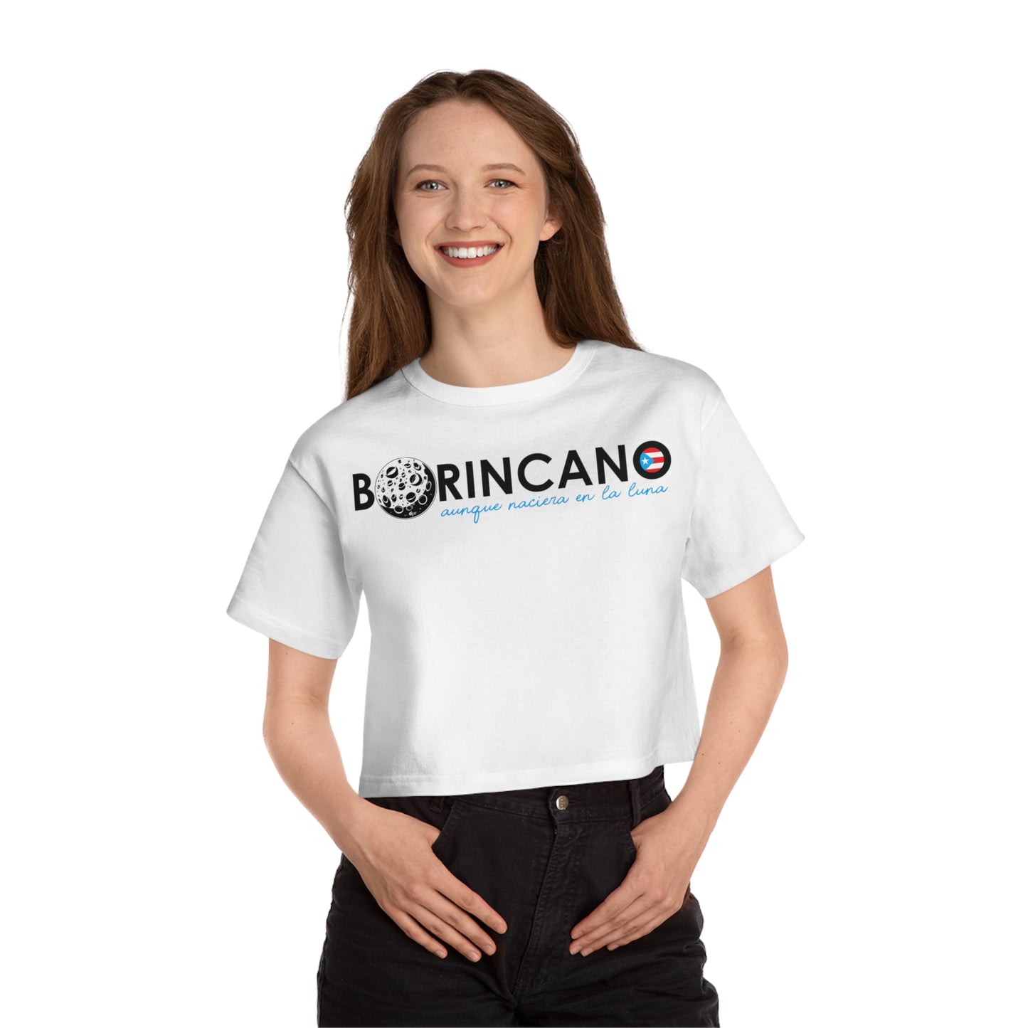 BORINCANO aunque naciera en la luna Flowy Cropped Tee
