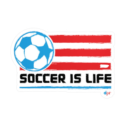 Soccer is life Puerto Rican Flag Waterproof Kiss-Cut Vinyl Decals