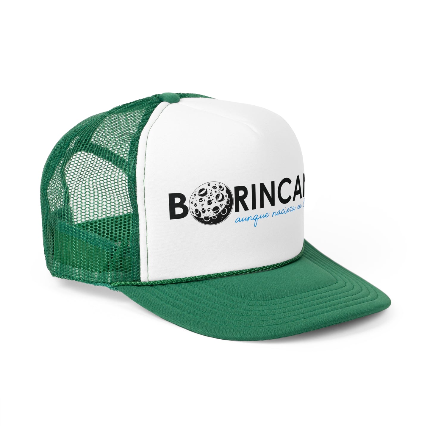 Borincano aunque naciera en la luna bandera Puerto Rican Pride Trucker Caps FREE SHIPPING