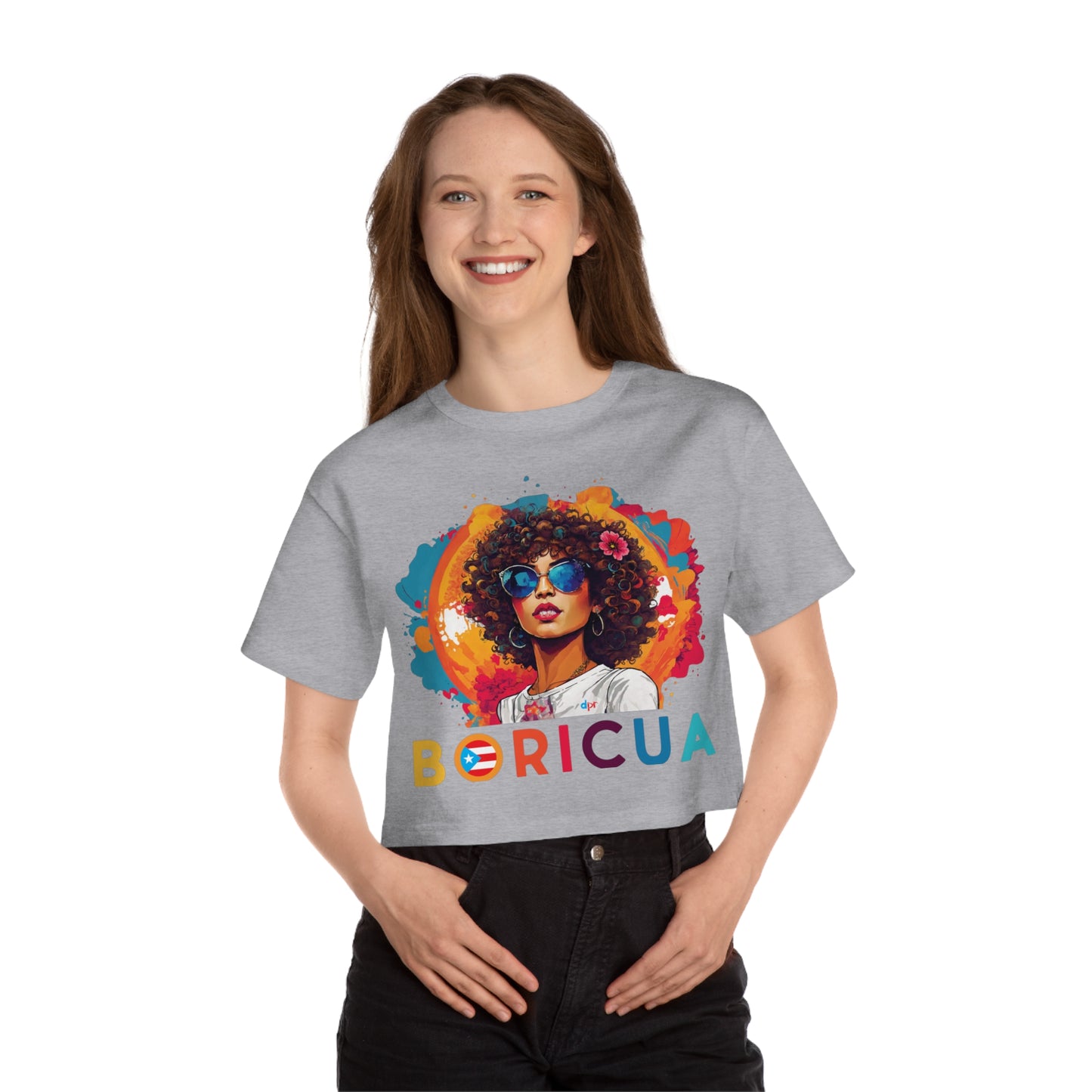 Boricua Girl Colors Women's Flowy Cropped Tee
