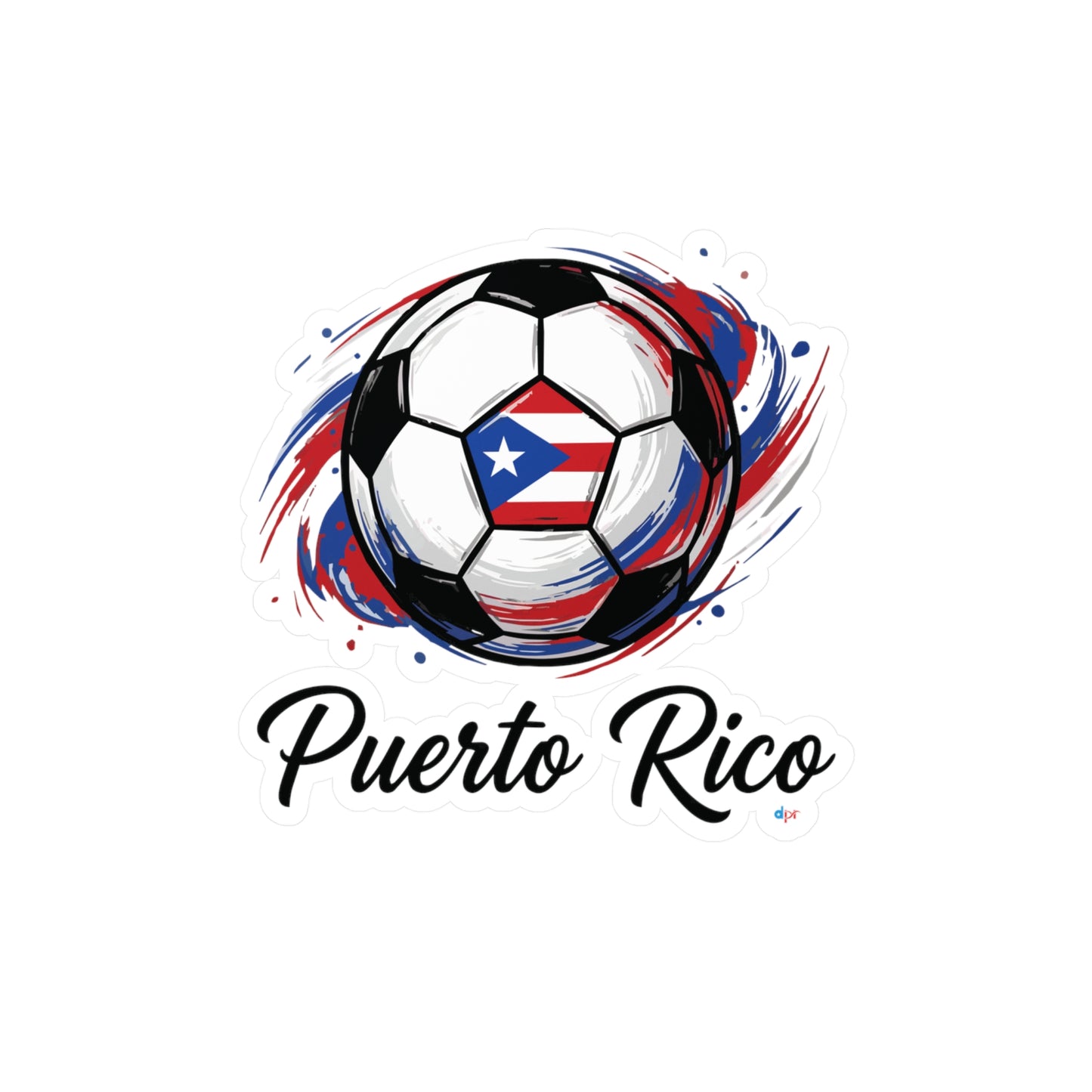 Puerto Rico Soccer Ball Flag Waterproof Kiss-Cut Vinyl Decal
