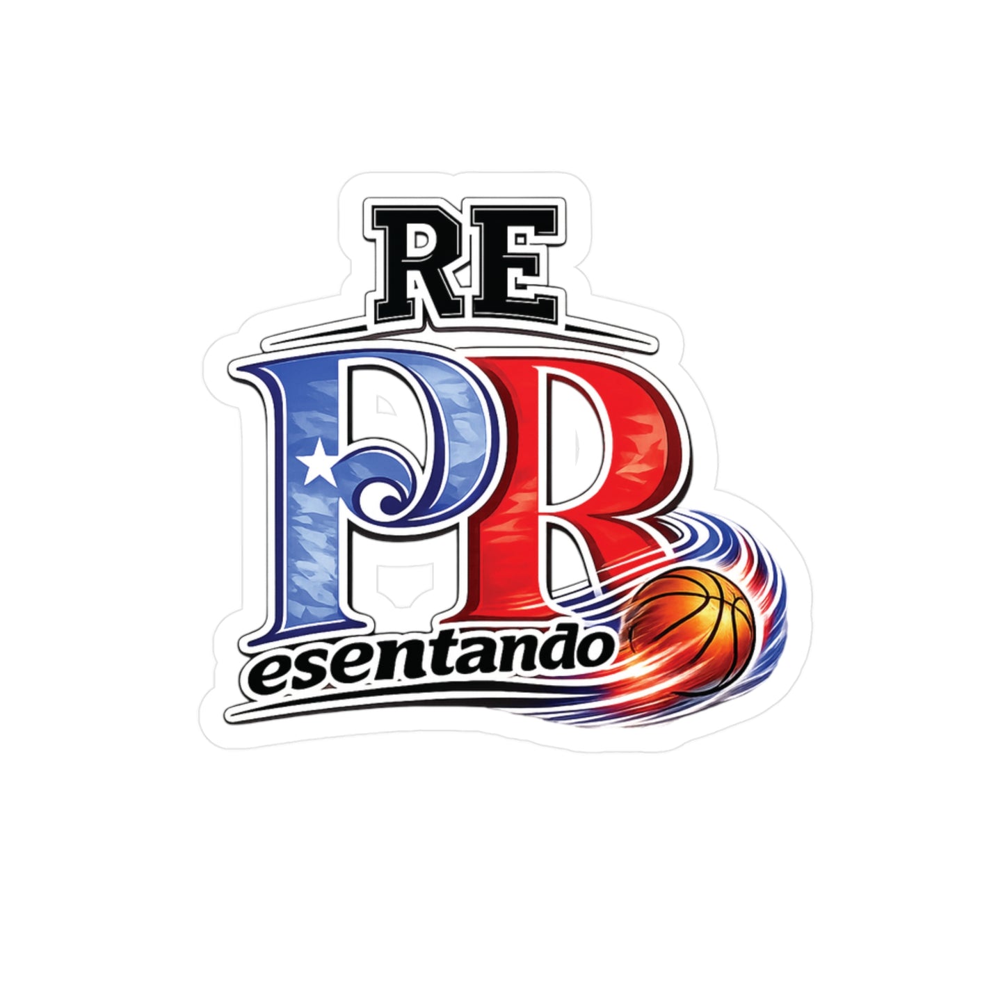 Puerto Rico Fire Basketball REPresentando Waterproof Kiss-Cut Vinyl Decal