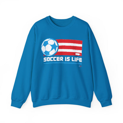 Soccer Is Life Puerto Rican Soccer Crewneck Sweatshirt | Unisex Heavy Blend™ Soccer Player & Fan Gift