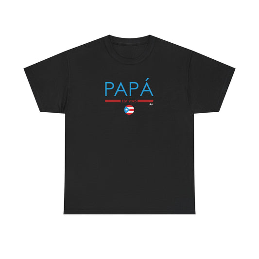 Papá EST. 2026 Puerto Rican Flag Unisex Heavy Cotton Tee