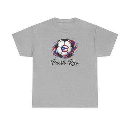 Puerto Rico Soccer Ball Flag | Unisex Heavy Cotton T-Shirt