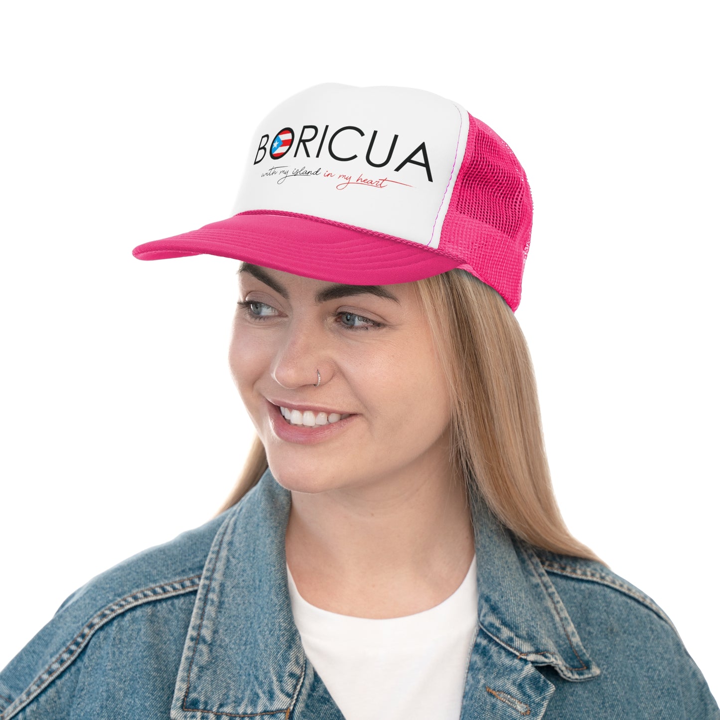 Boricua with my Island in my Heart Puerto Rican Pride Trucker Caps FREE SHIPPING