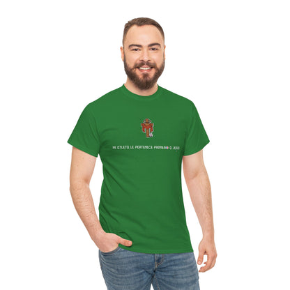Mi Atleta Pertenece Primero a Jesús | Puerto Rico Faith Cross Soccer ball Unisex Heavy Cotton Tee