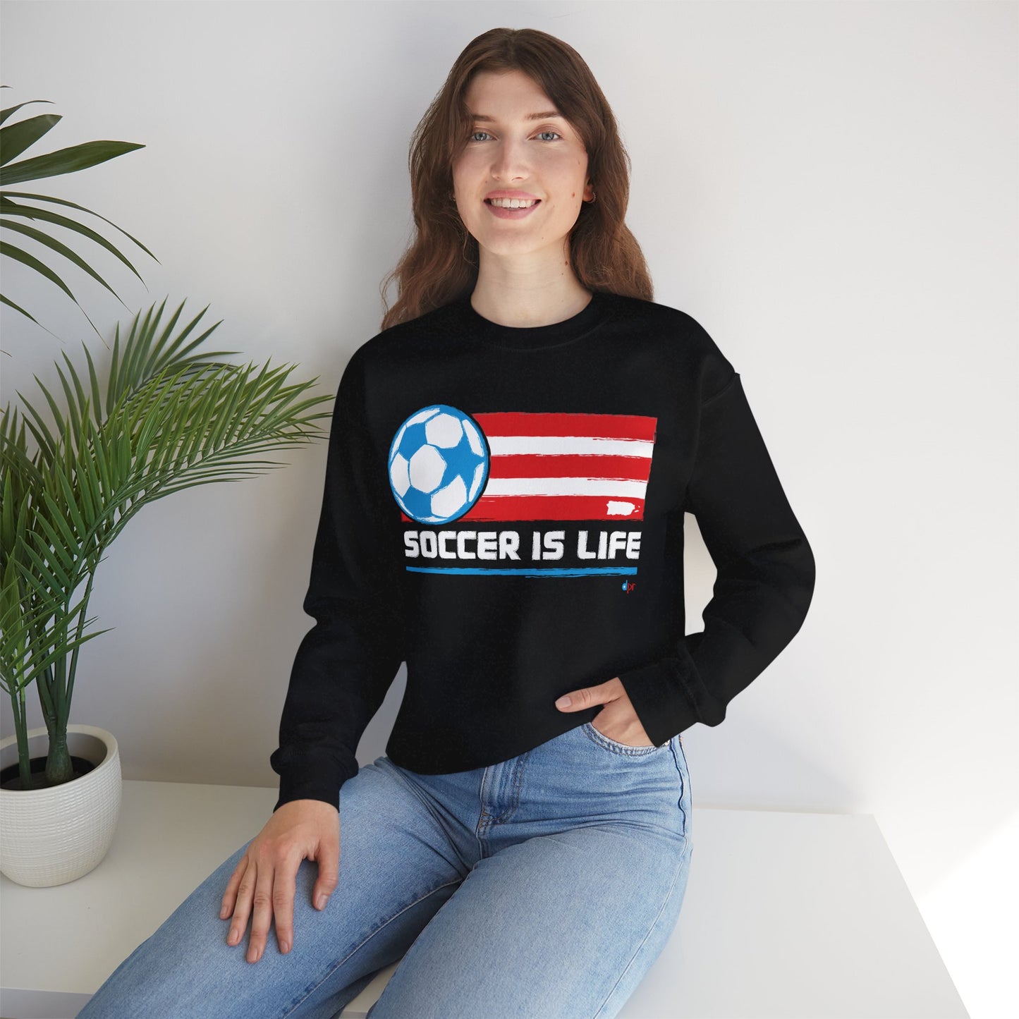 Soccer Is Life Puerto Rican Soccer Crewneck Sweatshirt | Unisex Heavy Blend™ Soccer Player & Fan Gift