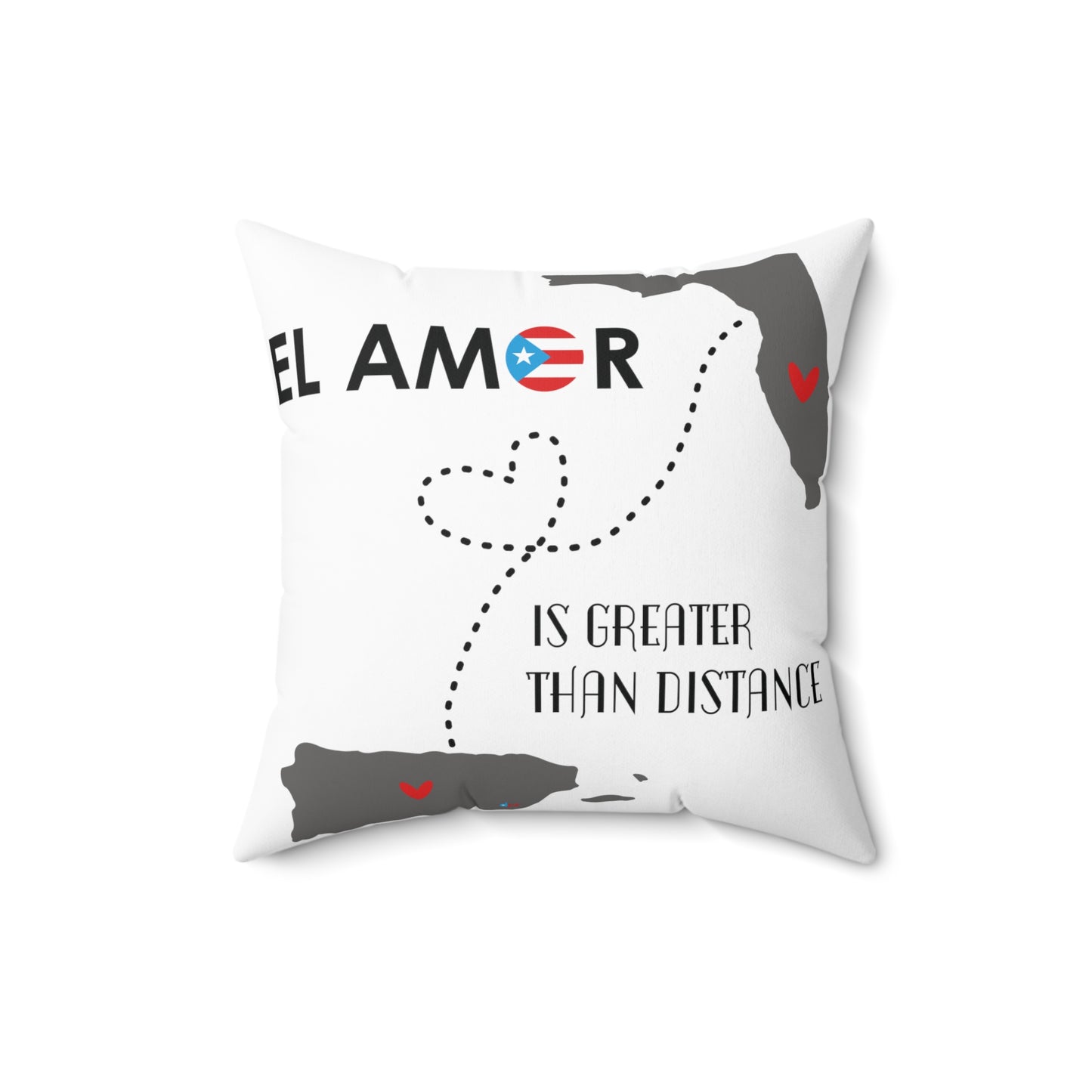 El Amor is Greater than Distance Florida Spun Polyester Square Pillow