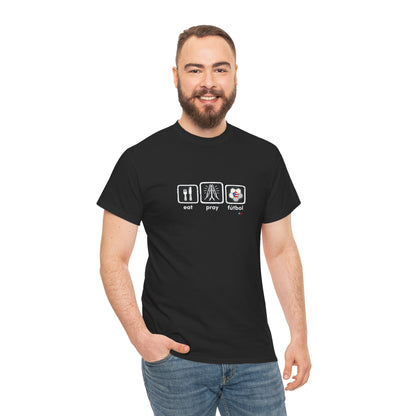 Eat Pray Fútbol Graphic Tee | Puerto Rican Flag Soccer Shirt | Unisex Heavy Cotton T-Shirt