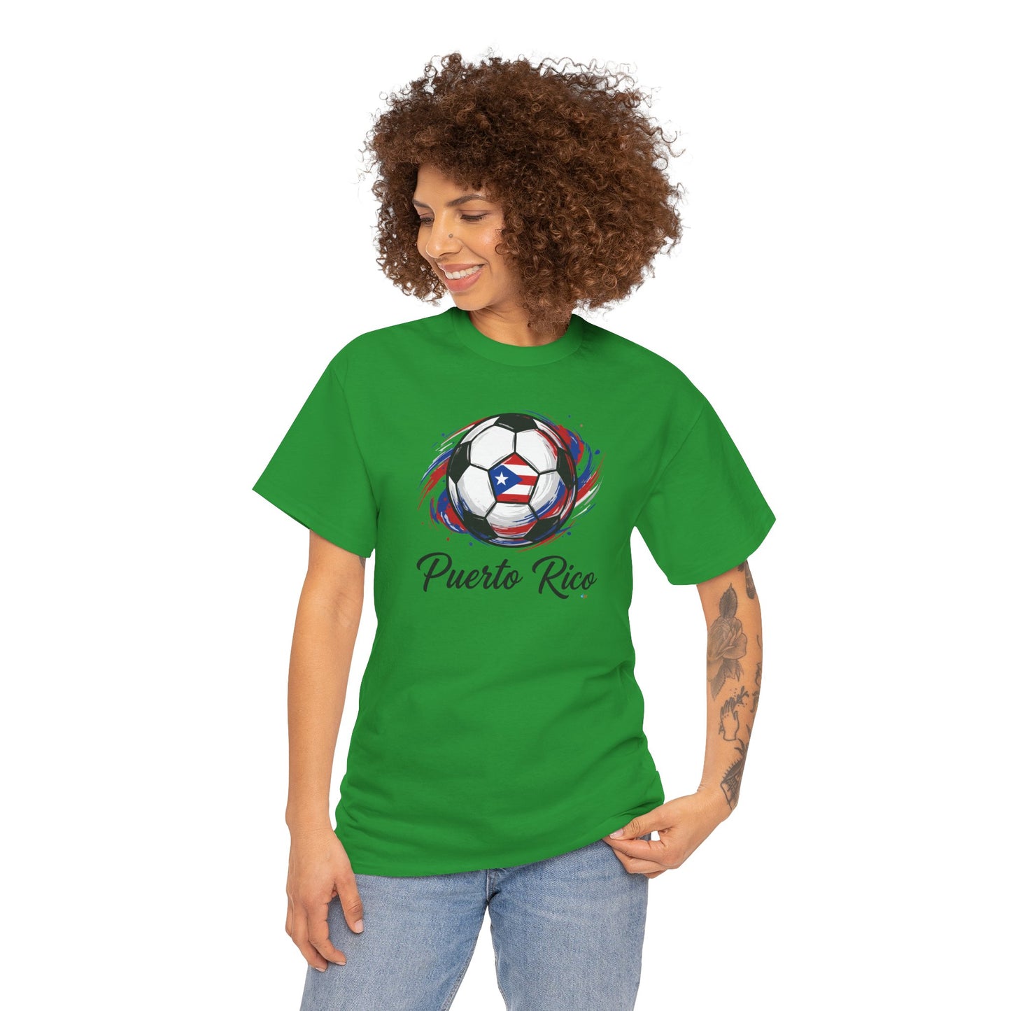 Puerto Rico Soccer Ball Flag | Unisex Heavy Cotton T-Shirt