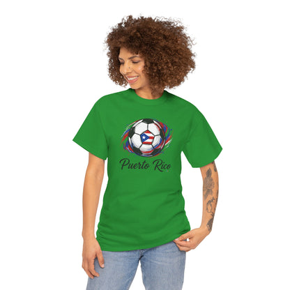 Puerto Rico Soccer Ball Flag | Unisex Heavy Cotton T-Shirt
