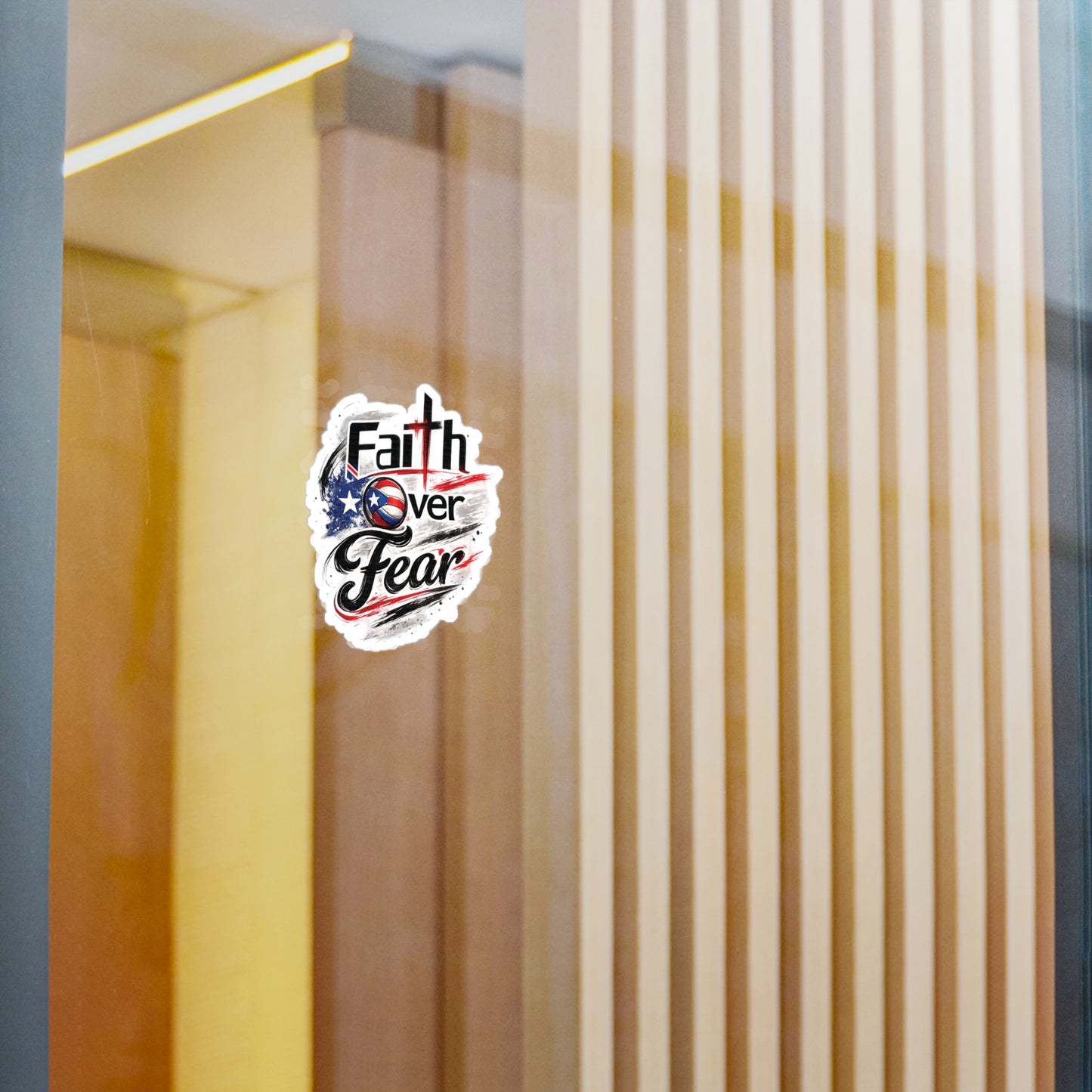 Faith Over Fear Christian Volleyball Sticker | Puerto Rican Flag Waterproof Kiss-Cut Vinyl Decal