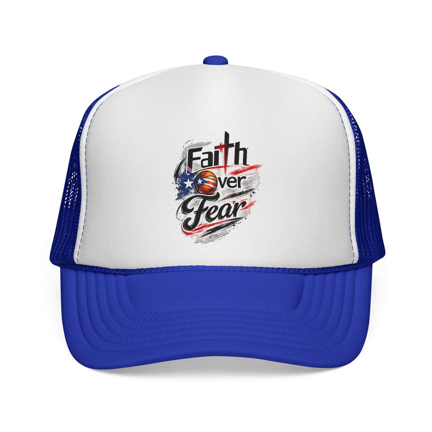 Faith Over Fear Christian Basketball | Puerto Rican Flag Trucker Caps FREE SHIPPING