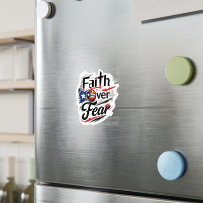 Faith Over Fear Christian Basketball Sticker | Puerto Rican Flag Waterproof Kiss-Cut Vinyl Decal