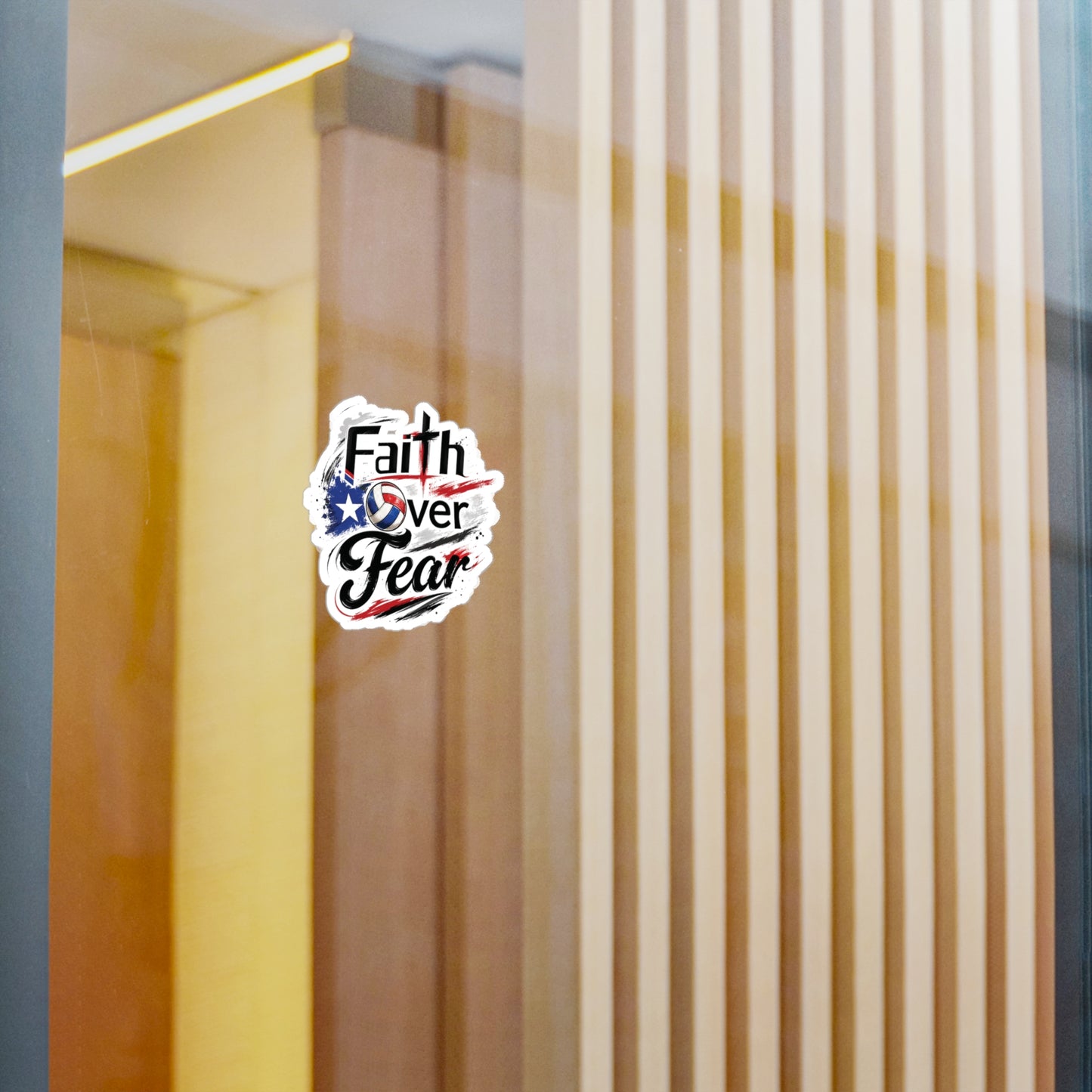 Faith Over Fear Christian Volleyball Sticker | Puerto Rican Flag Waterproof Kiss-Cut Vinyl Decal