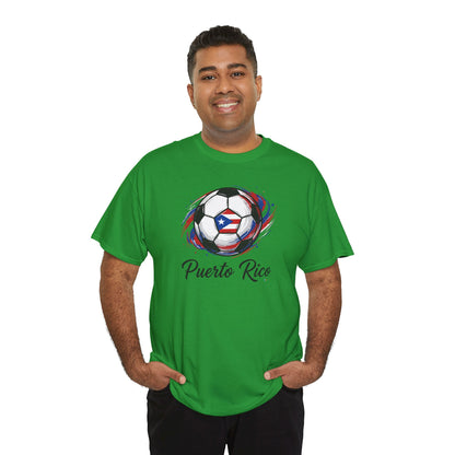 Puerto Rico Soccer Ball Flag | Unisex Heavy Cotton T-Shirt