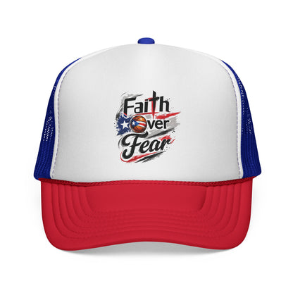 Faith Over Fear Christian Basketball | Puerto Rican Flag Trucker Caps FREE SHIPPING