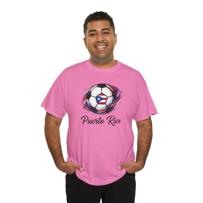 Puerto Rico Soccer Ball Flag | Unisex Heavy Cotton T-Shirt