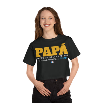 Papá My Hero Yellow Women's Flowy Cropped Tee