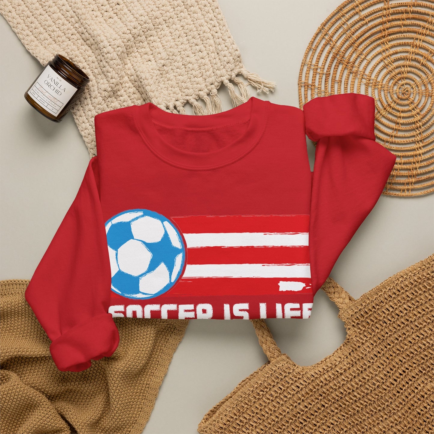 Soccer Is Life Puerto Rican Soccer Crewneck Sweatshirt | Unisex Heavy Blend™ Soccer Player & Fan Gift