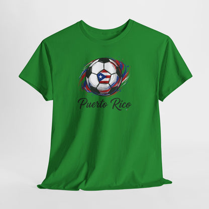 Puerto Rico Soccer Ball Flag | Unisex Heavy Cotton T-Shirt