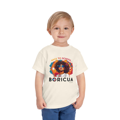 Back to School Boricua Girl Flow Black Toddler Short Sleeve Tee