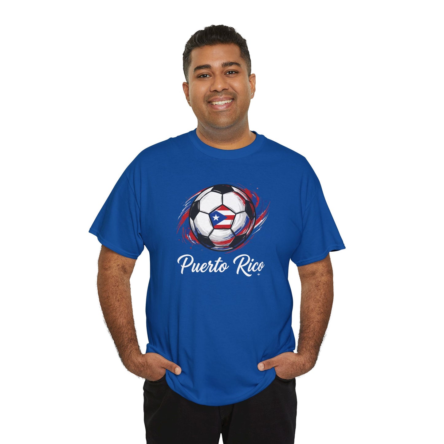 Puerto Rico Soccer Ball Flag | Unisex Heavy Cotton T-Shirt