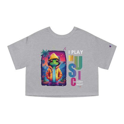 I Play Music Every Night Flowy Cropped Tee
