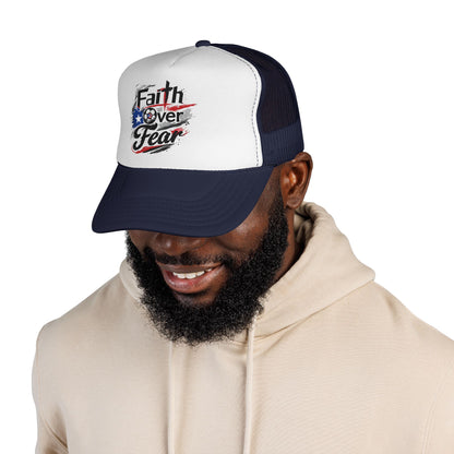 Faith Over Fear Puerto Rican Flag Soccer Ball Trucker Caps FREE SHIPPING