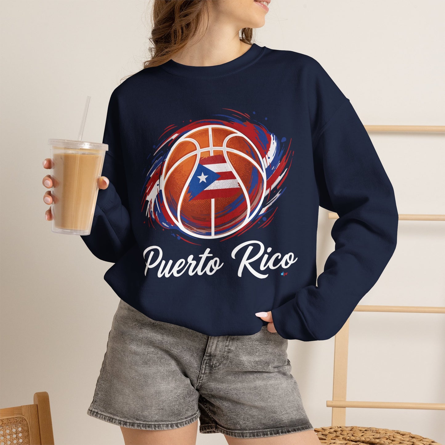 Puerto Rico Basketball Flag Heavy Blend™ Crewneck Sweatshirt