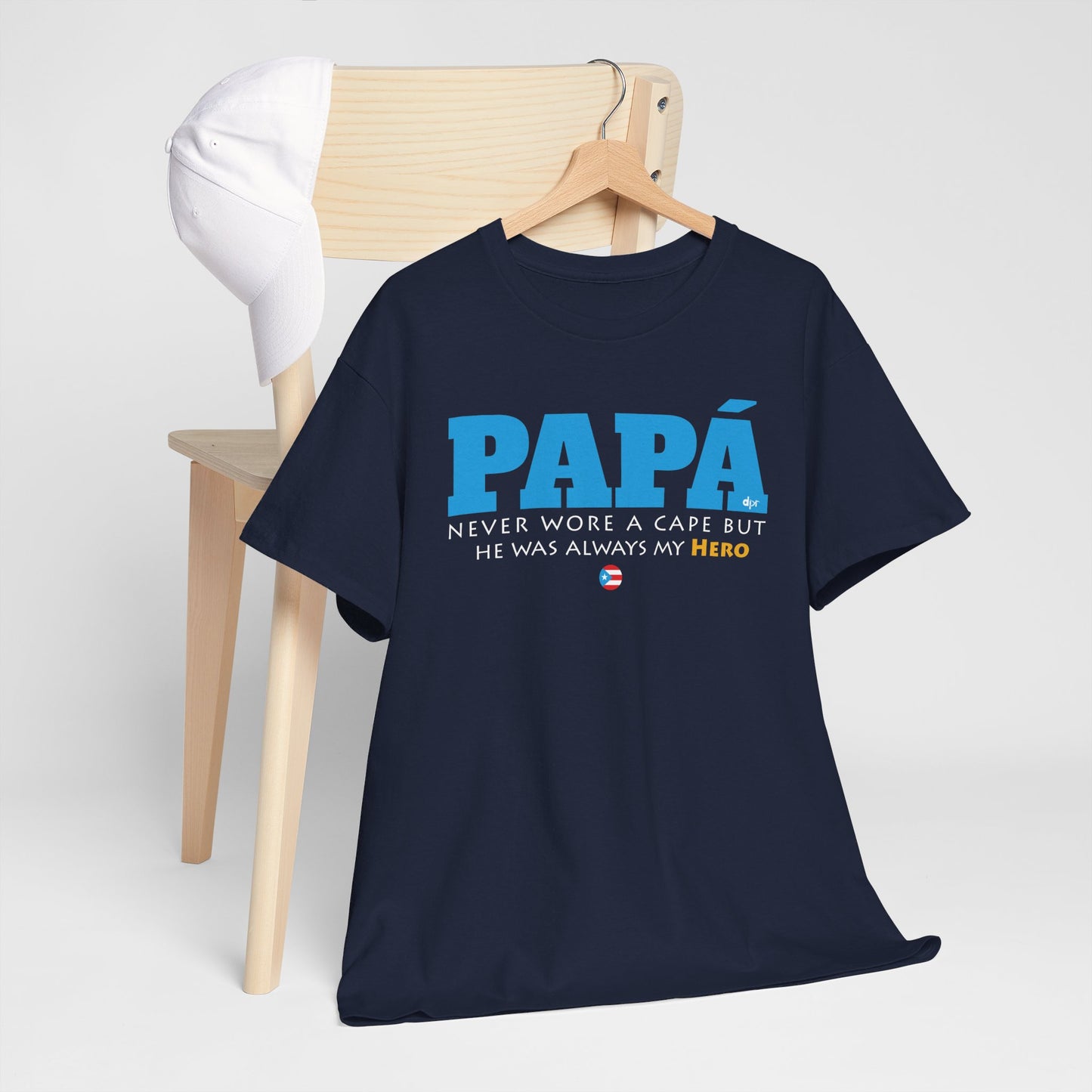 Papá My Hero Blue Heavy Cotton Tee