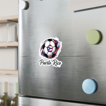 Puerto Rico Soccer Ball Flag Waterproof Kiss-Cut Vinyl Decal