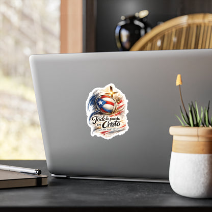 Todo lo puedo en Cristo Puerto Rican Flag VolleyBall Waterproof Kiss-Cut Vinyl Decal