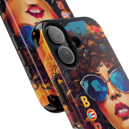 Boricua Girl Mosaico Black Tough Phone Cases