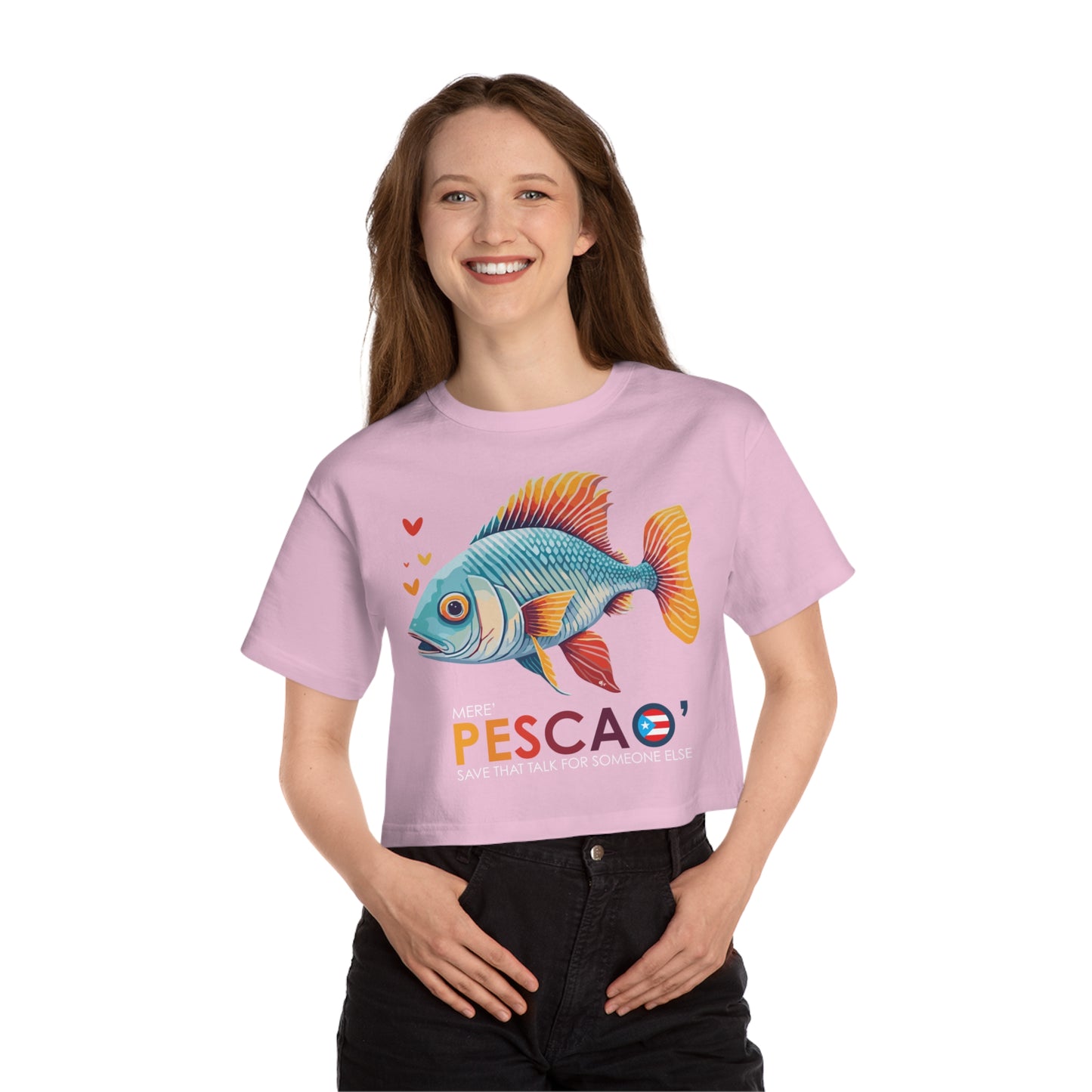 Mere' Pescao Save that Talk Flowy Cropped Tee
